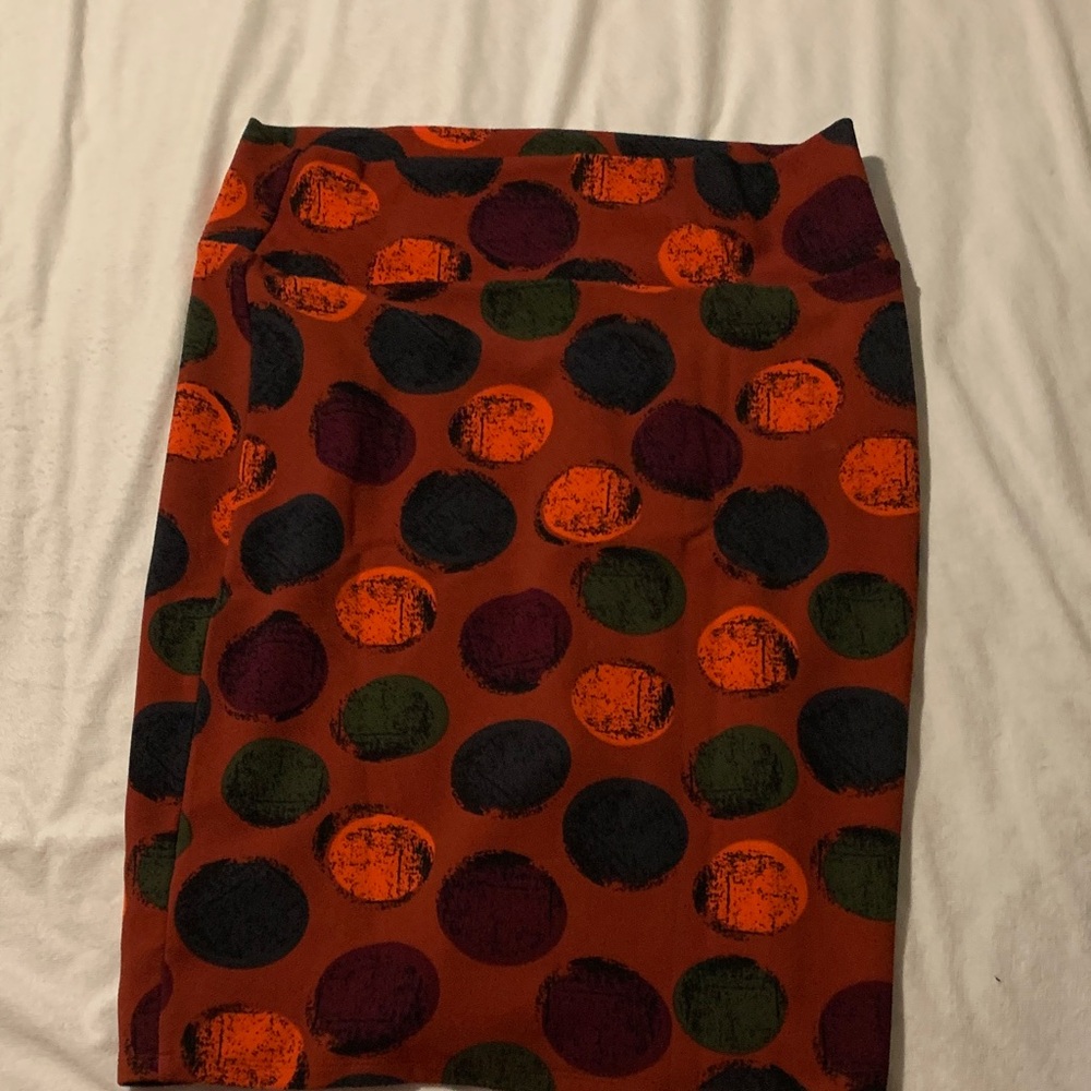 LuLaRoe Orange and Black Polka Dot Cassie Pencil Skirt